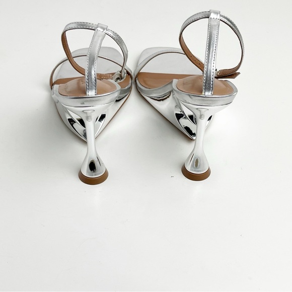 ARCH Lovestruck Silver Chrome Adjustable Ankle Straps Heart Inspired Heels 6.5 - Picture 4 of 8